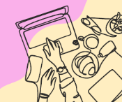 Drawing of typing on laptop